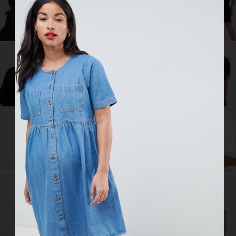 NWOT ASOS Maternity denim smock dress